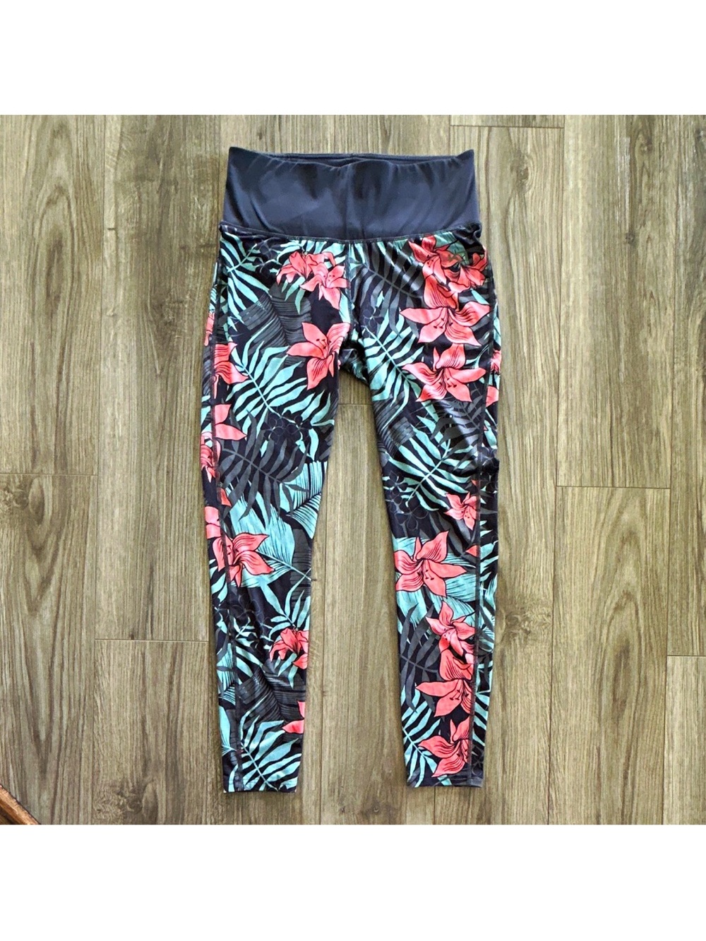 Kari Traa Women’s Floral Leggings in Grey, Pink & Teal XL